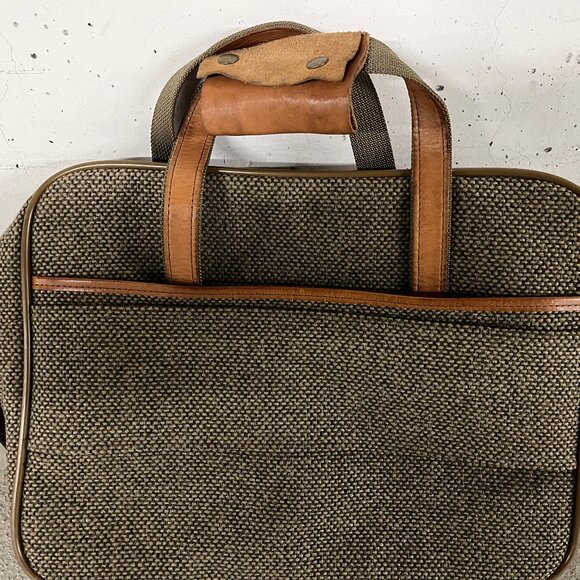 USED- Vintage Hartmann Tweed & Leather Briefcase Computer Carry Bag Luggage - Picture 2 of 3